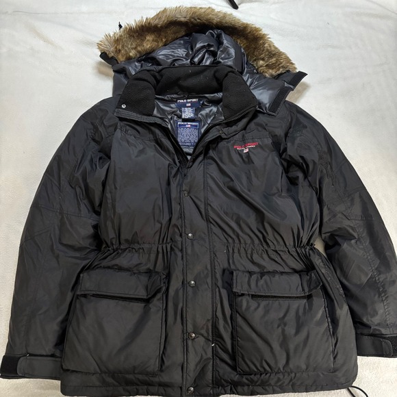 Polo Sport Ralph Lauren Other - Polo Sport Ralph Lauren Mens XL Black Down Filled Ripstop Parka Faux Fur Hood